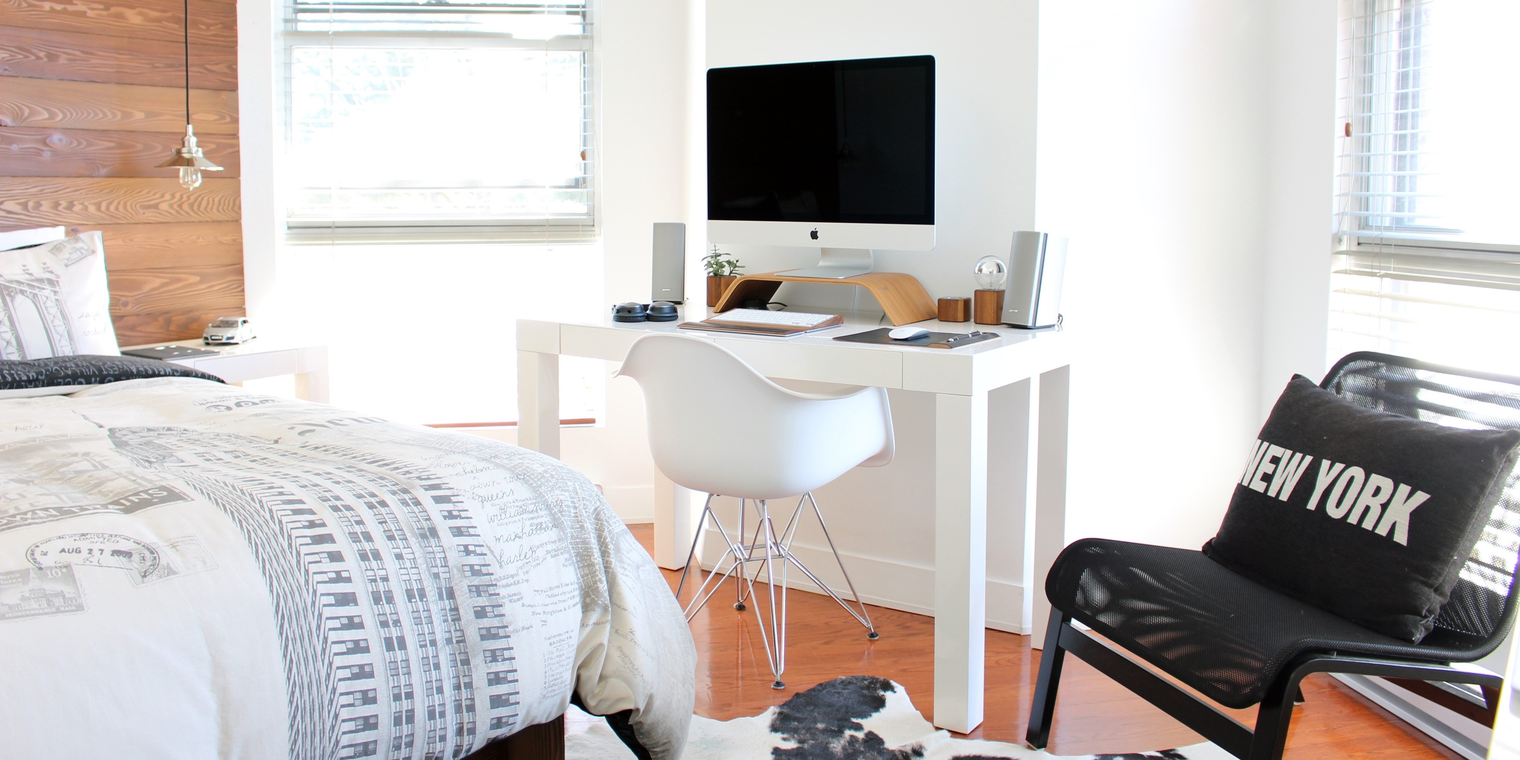 home office bedroom clear of clutter