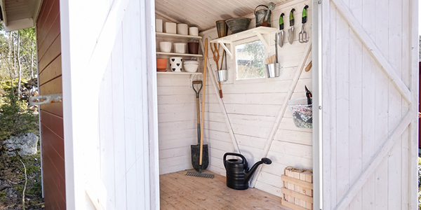 10 Easy Shed Organization Ideas that will help you from crawling and tripping over tools, toys, and outdoor equipment in your shed when looking for what you need.